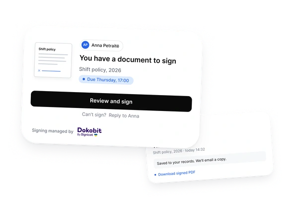 Example: an email to a recipient with a review-and-sign button