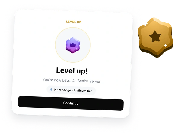 Level-up moment: a new progression level attached to the employee profile