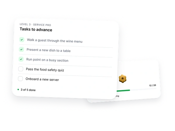 Specific employee tasks with completion checkmarks
